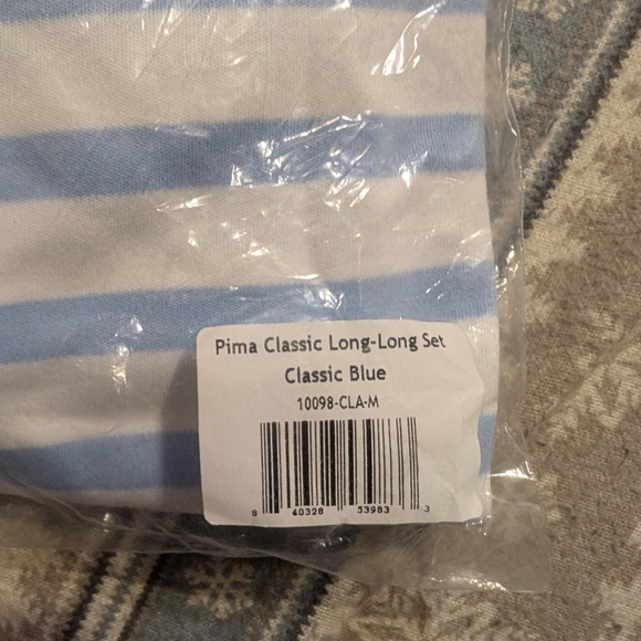 Lake Pajamas Pima Long-Long Set in Classic Blue Sz M - Picture 4 of 4